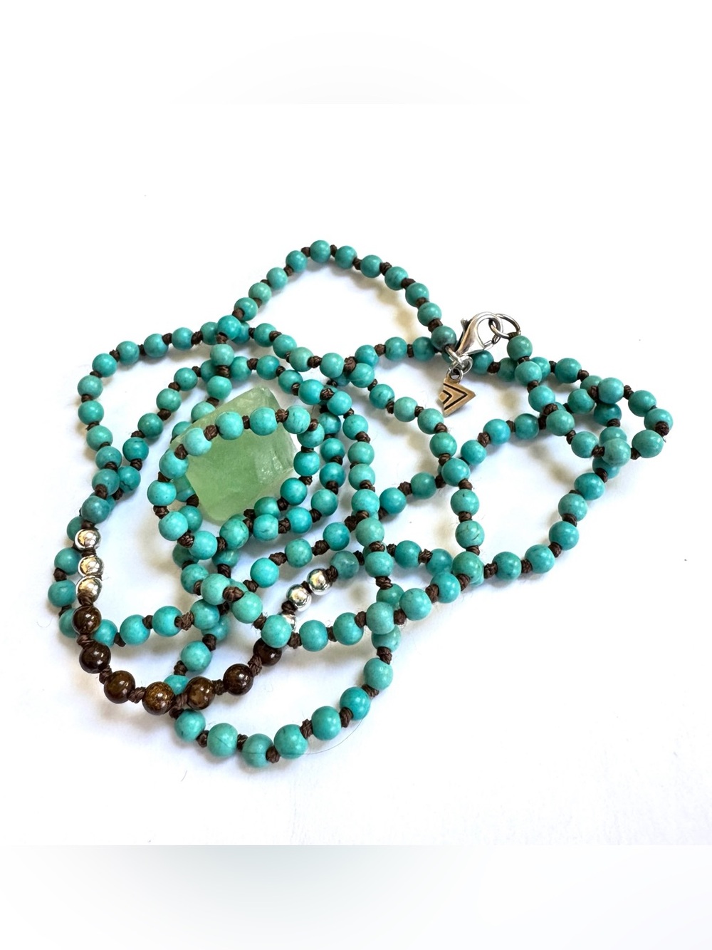 SILPADA Necklace Sterling Silver Blue Howlite Bronzite 36” Beaded N2396 EXC COND - Picture 3 of 6